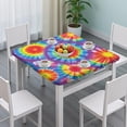 thumbnail image 3 of Rainbow Tie Dye Mandala Pattern Square Fitted Tablecloth with Elastic Edge,Square Table Cover,Washable Elastic Table Cover for Home Kitchen Party Decor 36"x36", 3 of 6