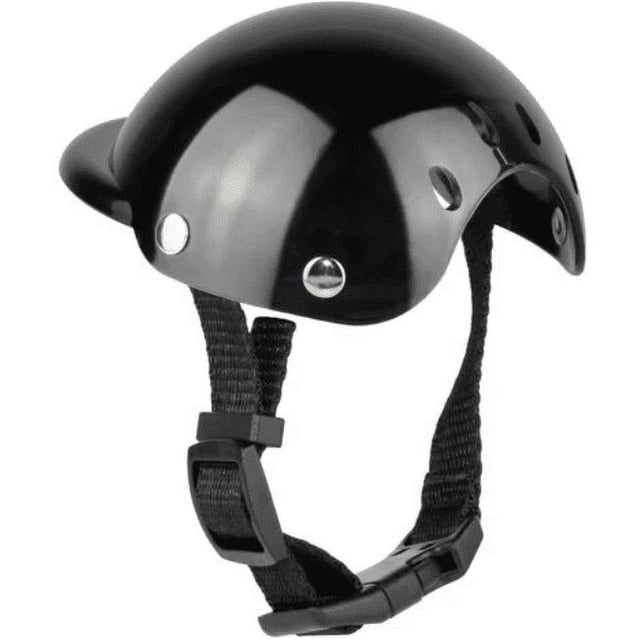 Casco para mascotas, gorra de seguridad para perros, gorra para casco de bicicleta para gatos, casco universal de plástico ajustable para motocicleta para perros pequeños, gatos (negro, M)