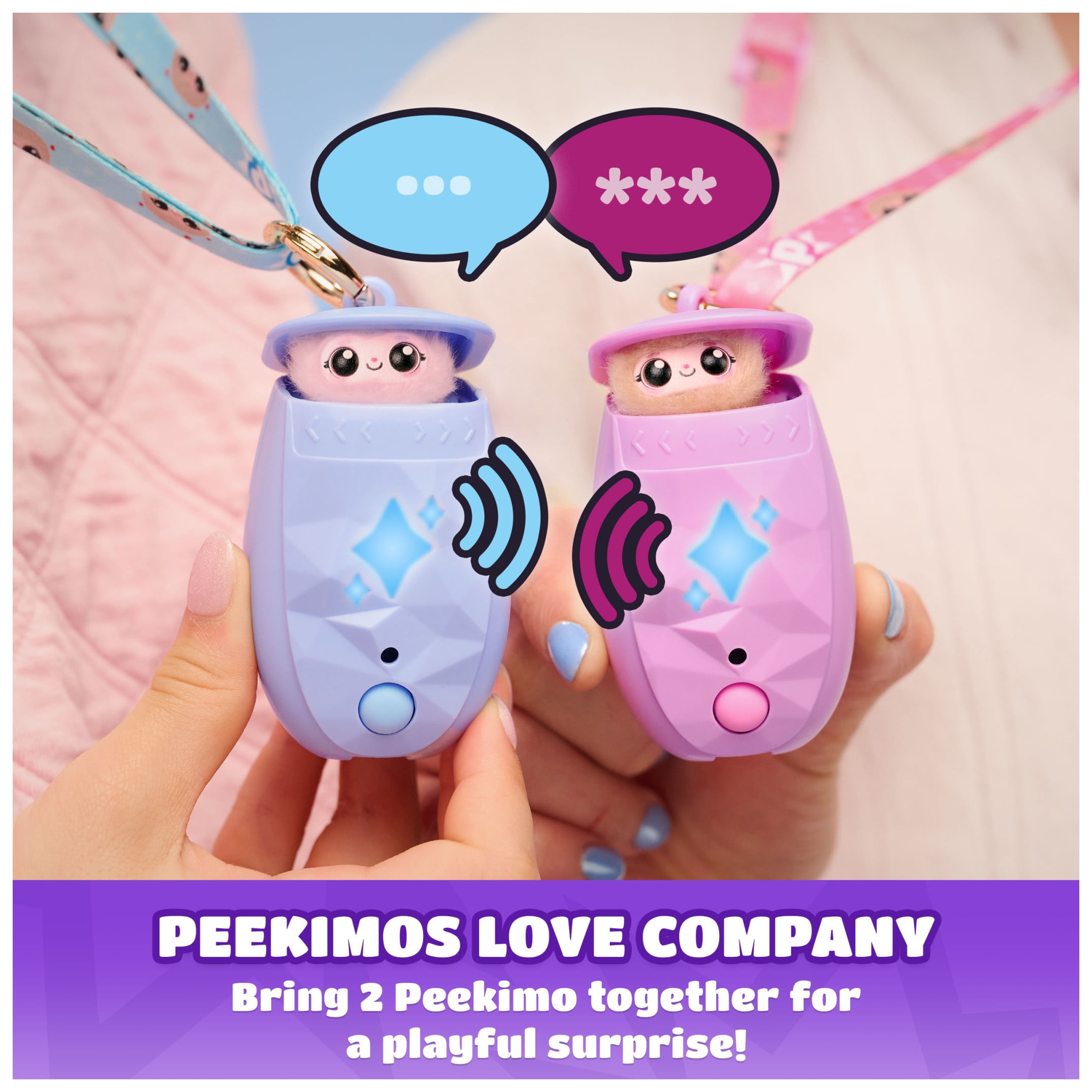 Peekimo, Interactive Pet & Wearable Accessory, 100+ Sounds & Reactions, Purple