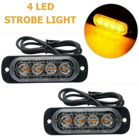 2x LED Feux d'Avertissement 12V 10 Modes Flash Strobo pour Véhicule Tout-Terrain