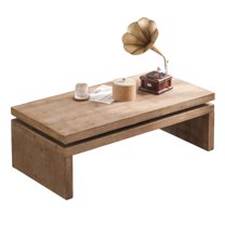 GZXS Rectangular Coffee Table with Floating Surface, 47.64" Farmhouse Wood Cocktail/Tea Table for Contemporary or Rustic Living Spaces – Easy Assembly (Natural Wood Grain)