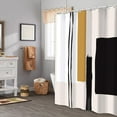 thumbnail image 2 of Abstract Geometric Neutral Bathroom Shower Curtain 72W by 72H Inch Black Painting Minimalist Modern Tan Polyester Fabric 12 Plastic Hooks Waterproof Decor, 2 of 5