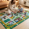 thumbnail image 5 of Brythos Kids Car Road Rug 3x5 ft, Non-Slip City Traffic Play Mat for Toy Cars and Train Track, Educational Town Map Carpet with Police Station Hospital Cinema for Kids Room, 5 of 6