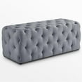 thumbnail image 3 of Posh Living Brice Modern Button-Tufted Linen Fabric Bench in Light Gray, 3 of 8