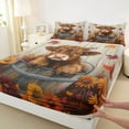 thumbnail image 3 of Castle Fairy Cartoon Highland Cow 4 Pieces Queen Sheet Sets for Kids Teens Adults,Chic Flowers Vintage Cabin Ultra Soft Flat Sheet,Rustic Farmhouse Animal Queen Fitted Sheet,Breathable Home Decor, 3 of 7