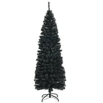 Costway 6ft Unlit Artificial Christmas Pencil Tree with Metal Stand Black