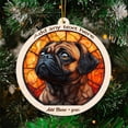 thumbnail image 3 of Black and Tan Pug Stained Glass Suncatcher Ornament – Holiday Ornament with Text for Loved Ones, Family & Friends, Christmas 2025 Decoration, 3 of 6