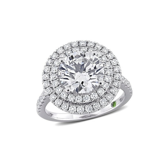 3.88 Carat (Ctw VS1-VS2, G-H) Lab-Grown Diamond Double Halo Engagement Ring in 14K White Gold for Women