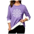 thumbnail image 4 of Women's Festive Snowflake Print Pullover Crew Neck Thermal Winter Sweater Cozy Wear, 4 of 5