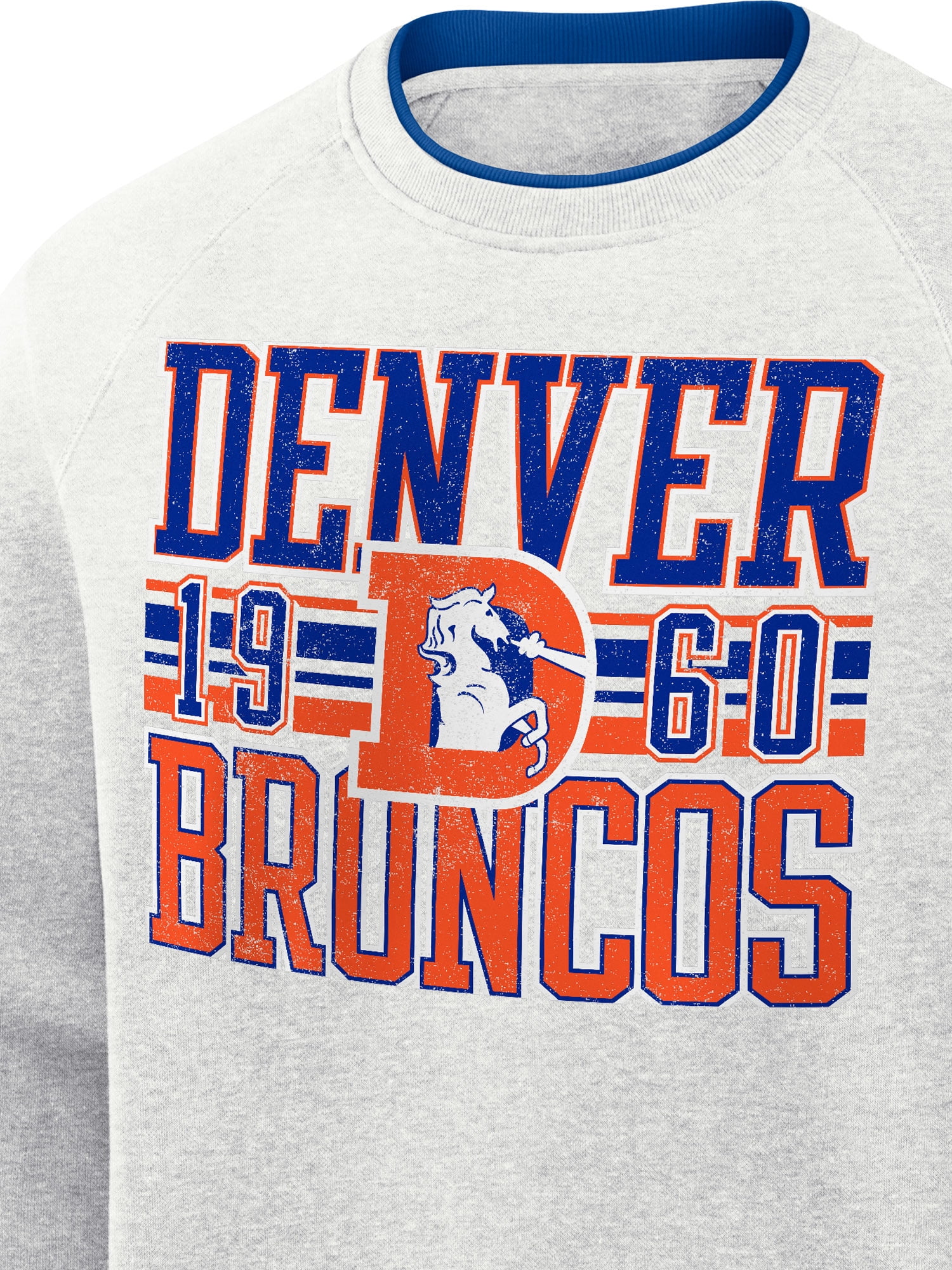 NFL Denver Broncos Men's Cotton Gray Heather Long Sleeve Crew Fleece Sweatshirt