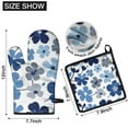 thumbnail image 6 of Blue Pioneer Flower Kitchen Oven Mitt and Pot Holder Sets 2 Pcs for Baking, Cooking and Grilling, Heat Resistant Up To 392 °F, 6 of 7