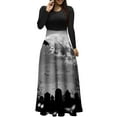 thumbnail image 2 of Qiopertar Vente de Liquidation Robe Longue à Manches Longues Imprimée Halloween pour Femmes avec Fermeture Éclair Col Rond Jupe Longue Offres de la Semaine Moins de 5$, 2 of 5