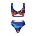 thumbnail image 4 of Rocae Beach with Palm Trees for Bikini Set for Women Two Piece Sexy High Swimsuits Split Crossover Bikini Large, 4 of 9