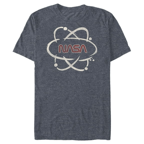 Men's NASA Atom Path Logo  Graphic Tee Navy Blue Heather Large