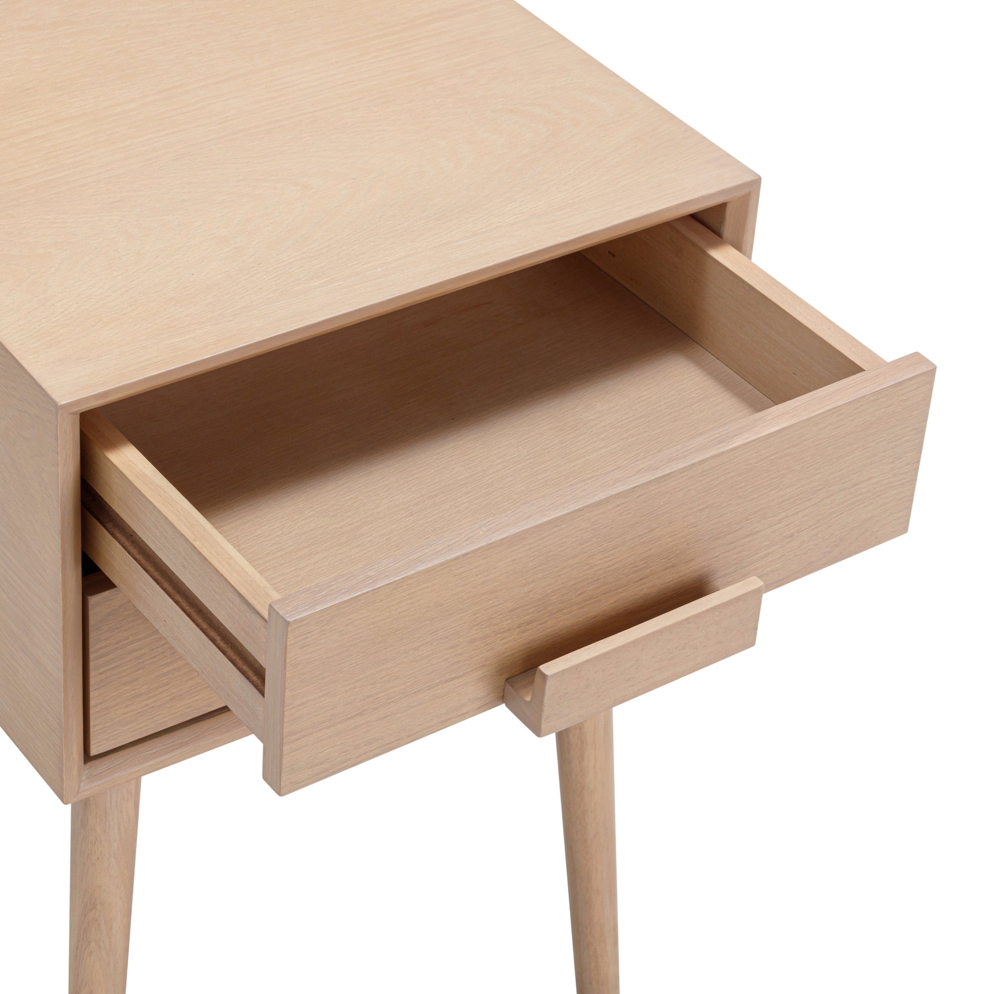 Nathan James Harper 2-Drawer Mid Century Modern Nightstand, Solid Wood Nightstand in Raw Oak