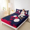 thumbnail image 4 of Homewish Cartoon Baseball Player Twin Sheet Sets for Kid, Navy Red City Print Twin Fitted Sheet, Ball Sports Theme Flat Sheet, Microfiber Bedroom Decor, 3 Pieces, 4 of 7