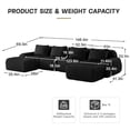 thumbnail image 2 of Aukfa 146" Oversized Cloud Sectional Sofa 4 Seat U Shape Modular Boneless Couch for Living Room, 4 Pillows, Flannel, Black, 2 of 10