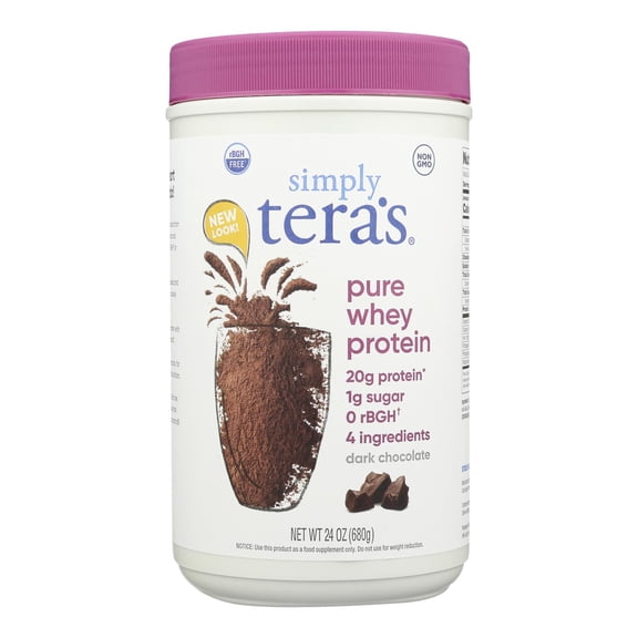 Tera's Whey rBGH Free Whey Protein Powder, Dark Chocolate Cocoa, 20g Protein, 1.5 Lb
