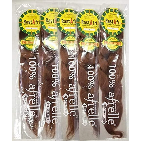 RastAfri Pre-Stretched Silky Braiding .. Hair (5 Single Packs, .. #30)