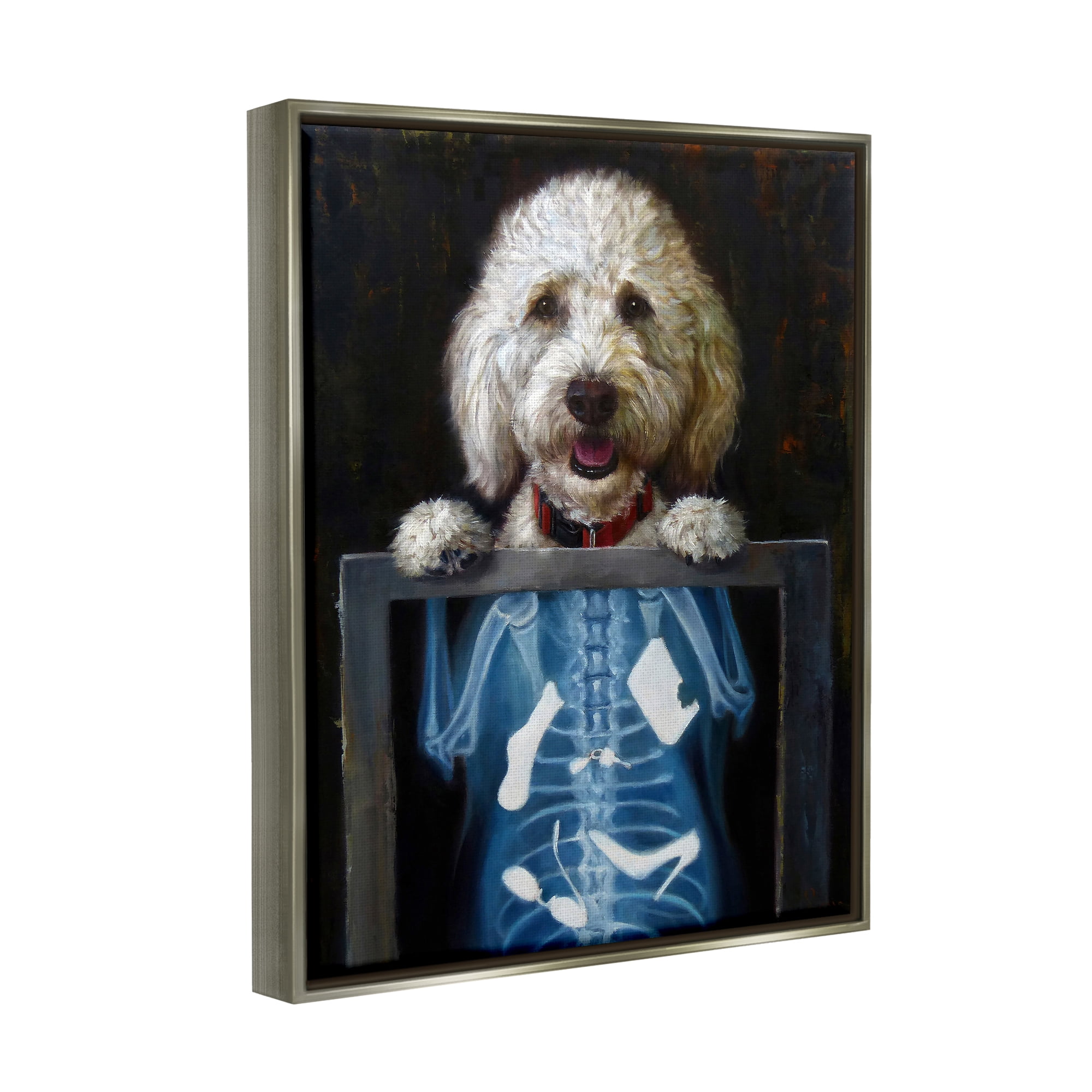 Stupell Industries Funny Dog X-Ray Snacks Animals & Insects Painting Gray Floater Framed Art Print Wall Art