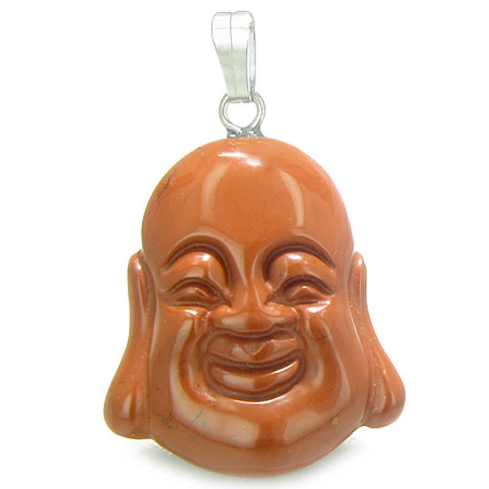 Amulet Happy Laughing Buddha Lucky Charm White Snowflake Quartz Pendant 22 Inch Necklace