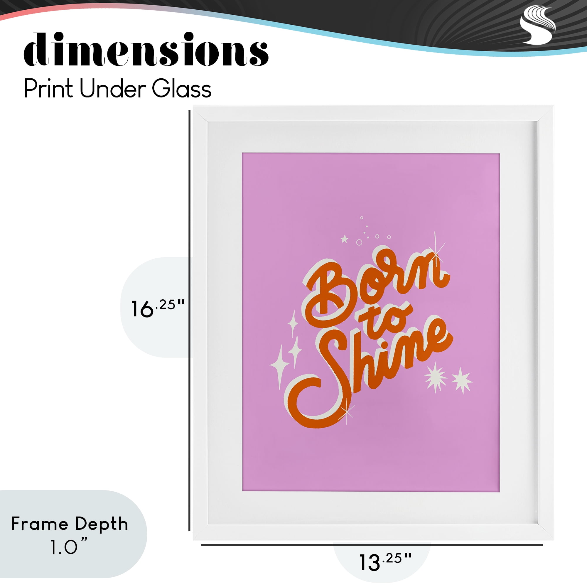 Stupell Industries Born To Shine on Pink White Framed Print Under Glass, design by Indira Prieto | IndySign
