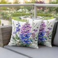 thumbnail image 4 of Pink Purple Lavender Pillow Covers 2 Pack Spring Bee Flower Watercolor Floral Leaf Farm Pillowcase Waterproof Outdoor Throw Pillow Cover for Patio Garden Square Cushion 26”x26”, 4 of 9
