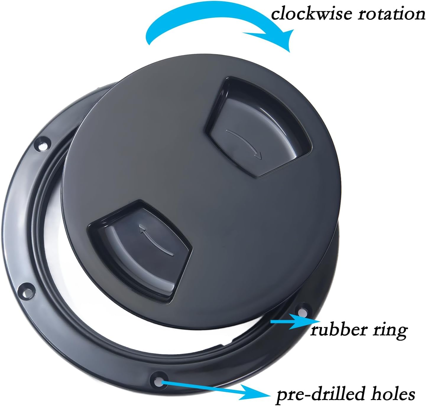 ABCISI 5 Inch Boat Deck Hatch,  Non-Slip Inspection Hatch with Detachable Cover for Marine Boat Yacht Seal Kayak Hatch Plus RV Marine Tight Hole Cover Lid, Black