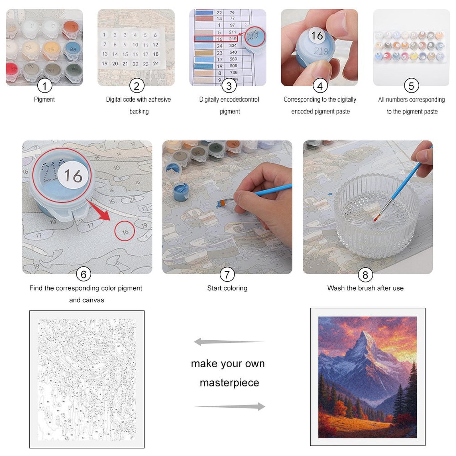 Paint by Numbers Kit for Adults, Mountain Sunrise Autumn Landscape Paint by Numbers, Easy Paint by Numbers Kit for Adults Beginner, DIY Adult Paint by Number Kits on Canvas, Home Decor