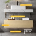 thumbnail image 2 of 39.4 in Bathroom Vanity Floating Wall Mounted Bathroom Cabinet Glossy Cabinet Storage Wooden Vanity with Ceramic Basin Sink and 2 Drawers, Oak & White, 2 of 6