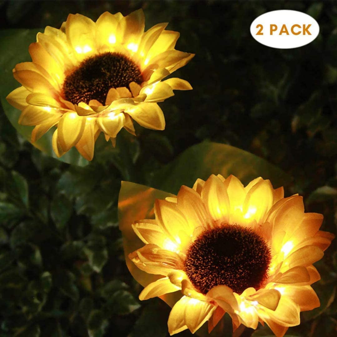 HOTBEST 2 PCS Solar Sunflower Lights Garden Decor Outdoor, Solar Garden