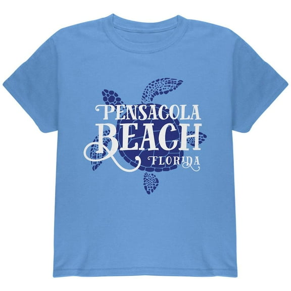 Summer Sun Sea Turtle Pensacola Beach Youth T Shirt Carolina Blue YMD