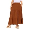 thumbnail image 4 of DARING DIVA Women's Plus Swing Maxi Elastic High Waist Boho Flowy Skirts 1X Caramel, 4 of 6