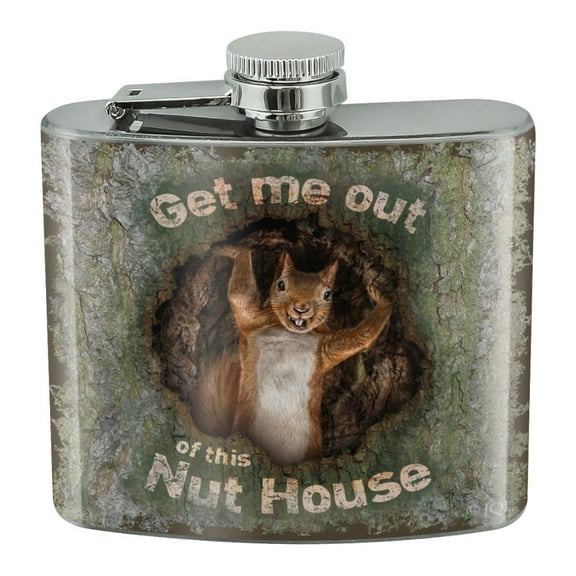 Get Me Out of this Nut House Crazy Funny Stainless Steel 5oz Hip Drink Kidney Flask