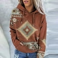 thumbnail image 4 of Tdoqot Women's Soft Hoodie With Front Pockets- Long Sleeve Hooded Loose Cowl Neck Pullover Printed Casual Sweatshirt Coffee M, 4 of 4