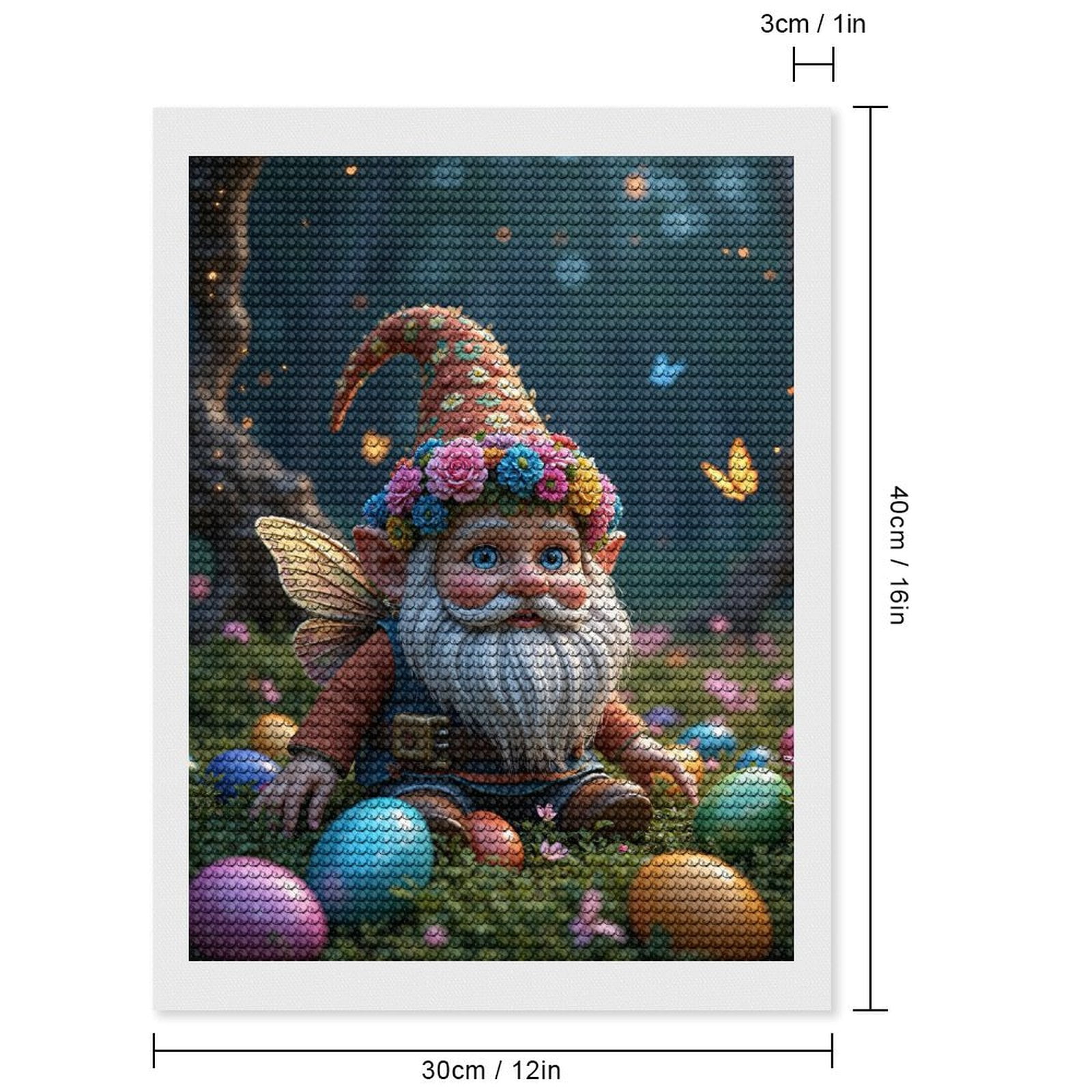 Diamond Art Kits for Adults, Gnome With Flower Hat And Eggs 5D Diamond Painting Kits for Adults Beginners, DIY Full Drill Diamond Painting, Gem Art and Crafts 12x16
