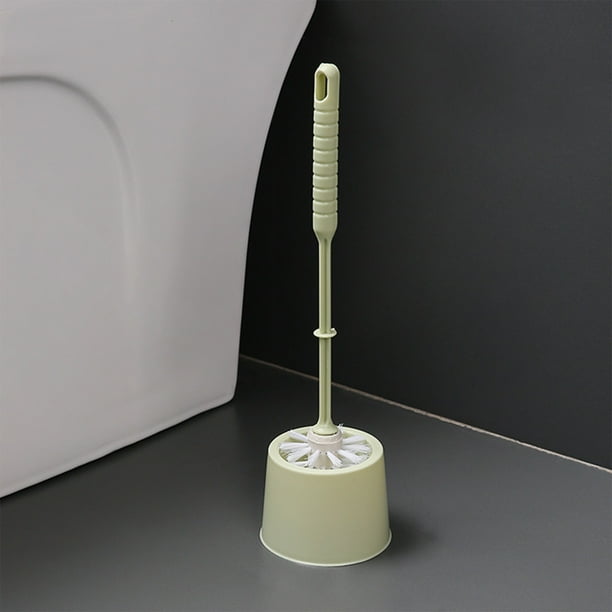 Set Compacto de Cepillo y Limpiador para Inodoro con Soporte | Herramienta Moderna para La Limpieza Del Baño | Mango Ergonómico y Base de Drenaje Hueca | Plástico Resistente para Inodoros, Bañeras y
