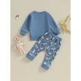 thumbnail image 5 of Suealasg Toddler Boys Easter Outfit 6M 1T 2T 3T Baby Boys Long Sleeve Sweatshirt Elastic Bunny Carrot Print Pants Sets 2 Piece Kids Boys Spring Clothing, 5 of 9