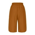 thumbnail image 4 of Ropa de Verano Para Mujer! QATAINLAV Capri Pants for Women Drawstring Elastic Waist Pants Solid Casual Side Slit Cycling Hiking Cropped Trousers with Pockets Summer Vacation Outfits Orange XL, 4 of 8