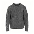 thumbnail image 4 of Mens Cable Knit Pullover Sweater Crew Neck Long Sleeve Cable Fisherman Sweaters Dark Gray XL, 4 of 4