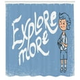 thumbnail image 3 of Explore Shower Curtain, Cartoon Boy with Binoculars on Grunge Style Background Childhood Theme, Fabric Bathroom Set with Hooks, 69W X 70L Inches, Pale Blue Peach White, by Ambesonne, 3 of 3