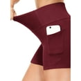 thumbnail image 3 of ValueVibe Women Yoga Shorts with Pockets High Waist Spandex Workout Shorts Tummy Control Biker Shorts, Burgundy+Navy XL, 3 of 8