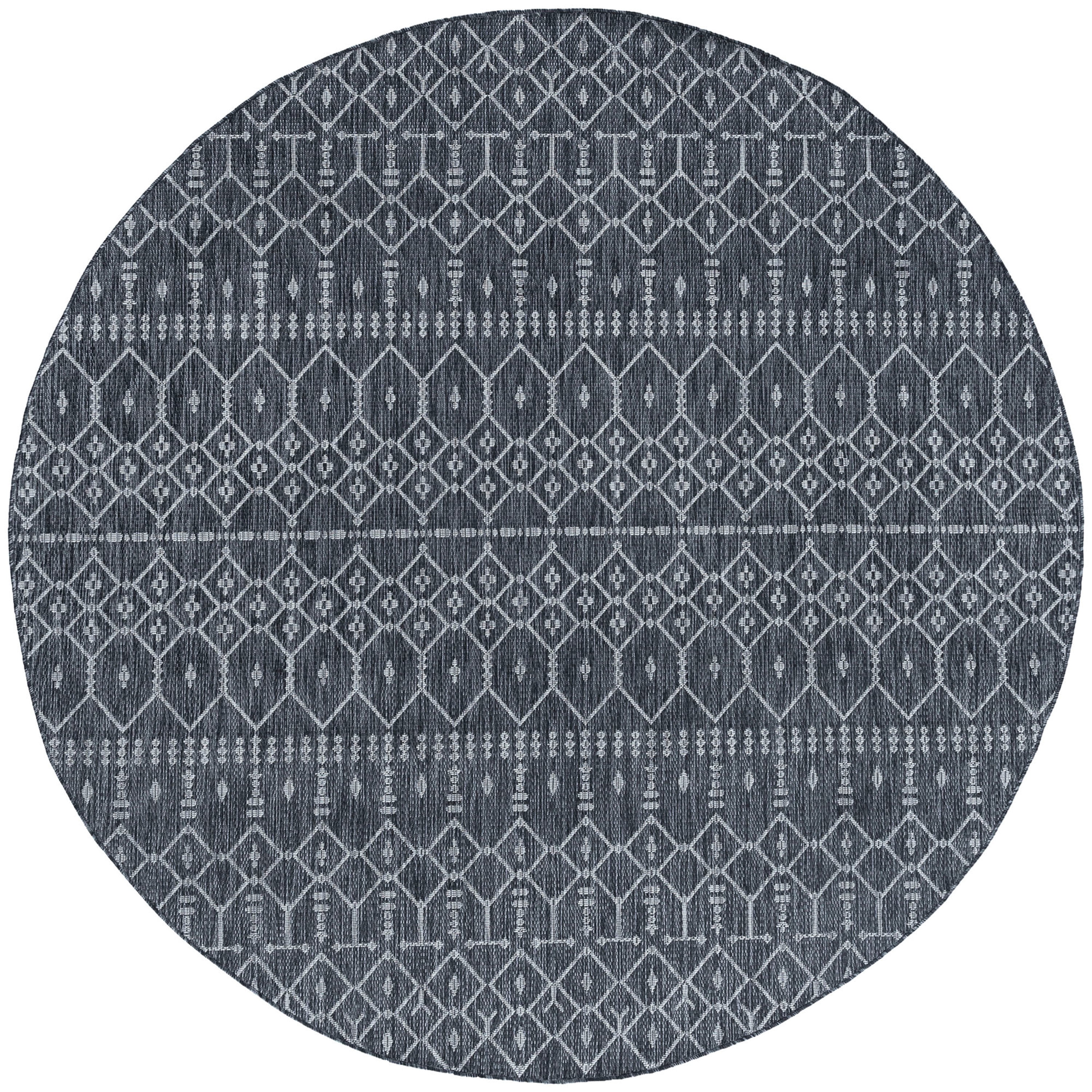 Veranda Contemporary 5' Round Charcoal and Light Gray Polypropylene Outdoor Area Rug