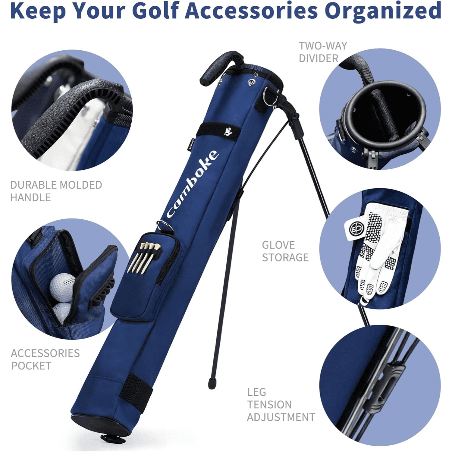 Lightweight Golf Stand Bag with Padded Strap - Portable 2-Way Divider  Weekend Golf Bag for Driving Range - Golf Carry Bag with Retractable Legs & Pocket - Durable Practice Bag for Men Women