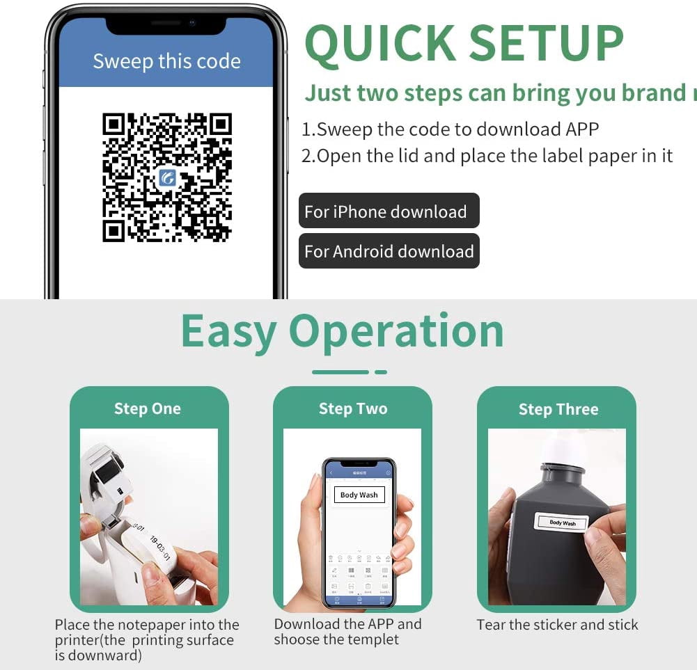 POINTERTECK Portable Thermal Label Printer, Bluetooth D11 Mini Label Maker Label Printer , Compatible with Smartphone for Home Office School Supermarket Store, White