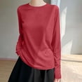 thumbnail image 3 of GigrtiJin Women's Long Sleeve Shirts Basic Baggy Pullover Tops Round Neck Lightweight Solid Color Shirts, 3 of 5
