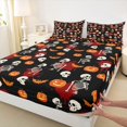 thumbnail image 4 of Manfei Cartoon Halloween Queen Sheets,Spooky Skull Queen Sheet Sets,4-Piece,1 Flat Sheet,1 Fitted Sheet and 2 Pillowcases, 4 of 6