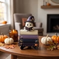 thumbnail image 5 of JHRGJIO Cute Ghost Reading Statue, Wooden Base Fall Figurine Bookshelf Accent, Halloween Decorations Indoor Outdoor Tabletop Home Decor Display Piece Spooky, 5 of 7