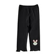 thumbnail image 3 of SROBPTY Girls 1-7 Years Solid Elastic Waist Capris Pants for Kids Black, 3-4 Years, 3 of 5