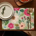 thumbnail image 5 of Vibrant Pioneer Flower Pattern Summer Placemats Table Placemats Set Of 4-Linen Kitchen Washable Placemats Table Mats 11.8"x17.7" Non-Slip Heat Resistant, 5 of 6